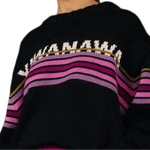 FARM Rio Black and Pink Striped Sweater